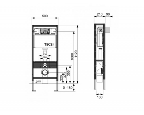 Инсталляция TECE TECEprofil назначение-для унитаза шгв 500*210*1120