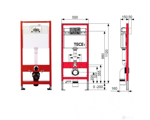 Инсталляция TECE TECEbase назначение-для унитаза шгв 500*150*1120