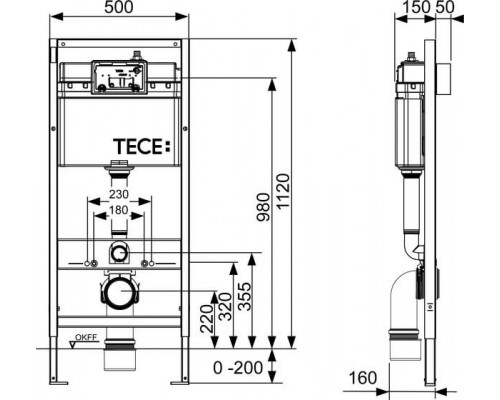 Инсталляция TECE TECEbase назначение-для унитаза шгв 500*150*1120