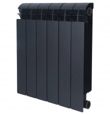 Global STYLE PLUS 500 6 секции радиатор биметаллический боковое подключение (цвет cod.07 grigio scuro opaco mettalizzato 2748 (черный))