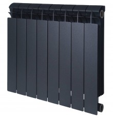 Global STYLE PLUS 500 8 секции радиатор биметаллический боковое подключение (цвет cod.07 grigio scuro opaco mettalizzato 2748 (черный))