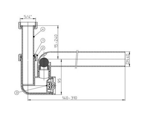 HL 136.3 Сифон с запахозапирающим клапаном, DN40