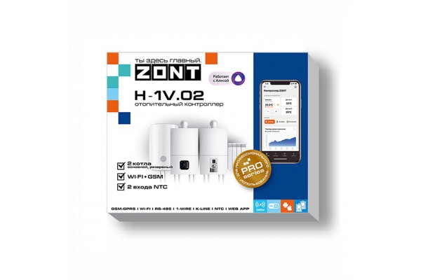 Терморегулятор ZONT H-1V.02 GSM и Wi-Fi для газовых и электрических котлов, ML00005454