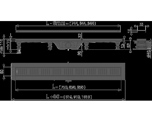 AlcaPlast APZ10BLACK-750M Водоотводящий желоб для душа черный