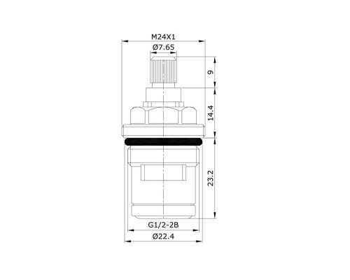 Кран-букса керамическая, 180°, 20 зубцов, G 1/2