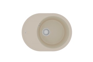 Кухонная мойка Lemark LACHA 620 врезная овальная с крылом из кварцгранита цвет: Бежевый