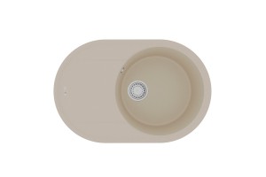 Кухонная мойка Lemark LACHA 760 врезная овальная с крылом из кварцгранита цвет: Бежевый