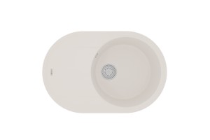 Кухонная мойка Lemark LACHA 760 врезная овальная с крылом из кварцгранита цвет: Жасмин