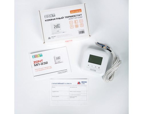 ZONT МЛ-232 (RS-485) Белый Комнатный термостат для ручного управления температурой контура