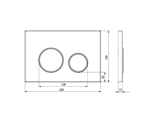 Elsen (инсталляции) Клавиша смыва Elsen E11 с круглыми кнопками для унитаза шгв 220*13*150 цвет-хром сатинированный