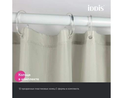 Штора для ванной IDDIS Base 200x240 см, Полиэстер