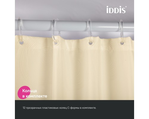 Штора для ванной IDDIS 200x180 см, Полиэстер