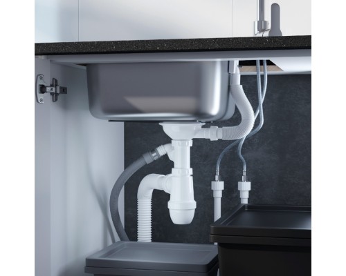 Мойка врезного монтажа с сифоном IDDIS Strit S, нерж. сталь, шелк, 585*485