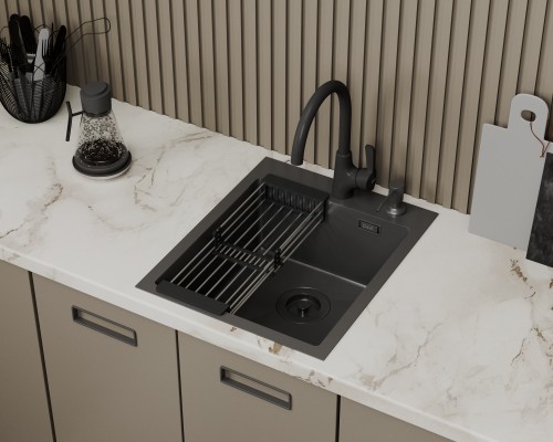 Кухонная мойка D&K нержавеющая сталь графит