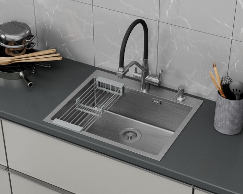Кухонная мойка D&K нержавеющая сталь сатин