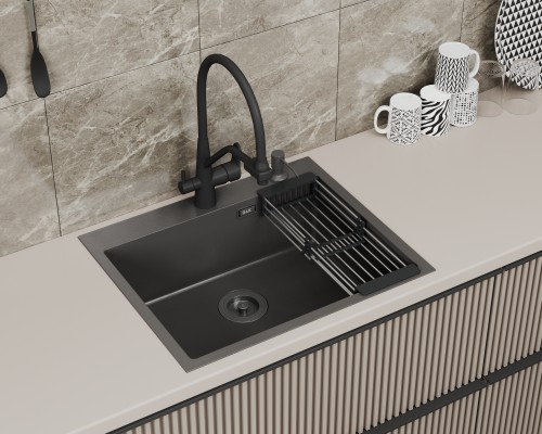 Кухонная мойка D&K нержавеющая сталь графит