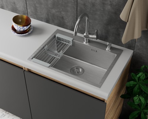 Кухонная мойка D&K нержавеющая сталь сатин