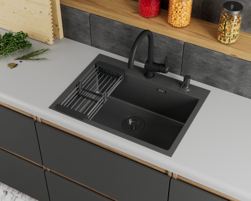 Кухонная мойка D&K нержавеющая сталь графит