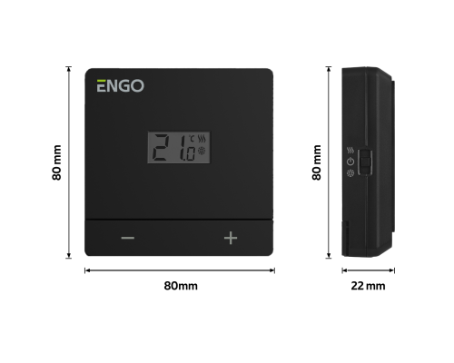 ENGO EASYBATB терморегулятор проводной накладной на батарейках, черный