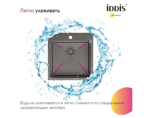 Мойка IDDIS Haze нерж. сталь, графит, 490*510