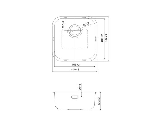 Мойка IDDIS Mate нерж. сталь, графит, 446*446