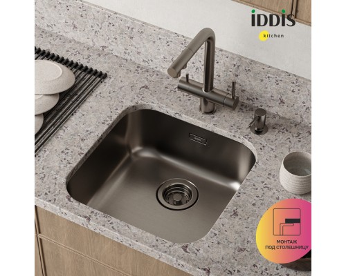 Мойка IDDIS Mate нерж. сталь, графит, 446*446