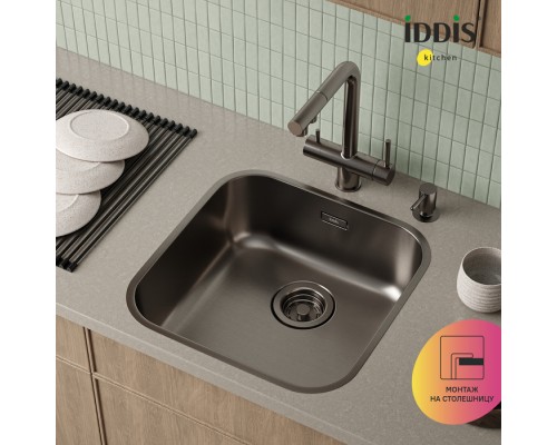 Мойка IDDIS Mate нерж. сталь, графит, 446*446
