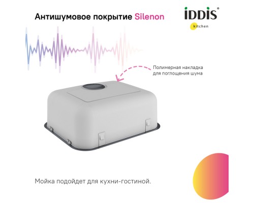 Мойка IDDIS Mate нерж. сталь, графит, 446*446