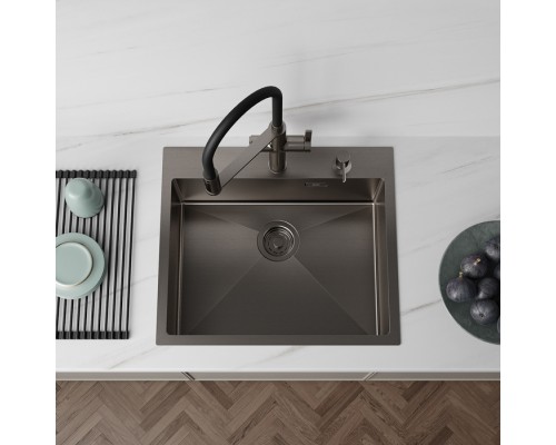 Мойка IDDIS Haze нерж. сталь, графит, 590*510