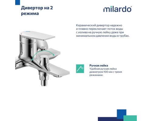 Смеситель для ванны Milardo Azure глянцевый хром