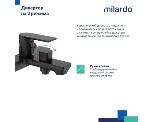 Смеситель для ванны Milardo Maze чёрный матовый