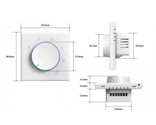Kiptover JZS100 механический треморегулятор теплого пола, Белый