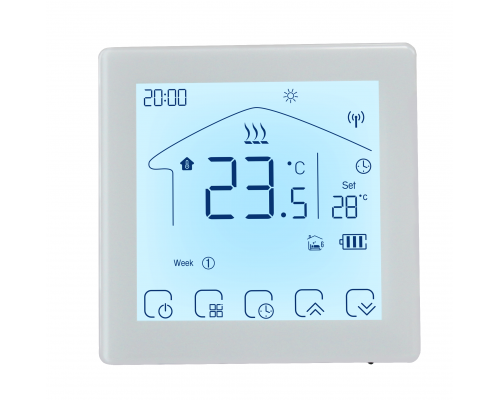 Kiptover KTW Комнатный термостат беспроводной, с аккумулятором, 3А, сухой контакт, для котла, Wi-Fi, Белый