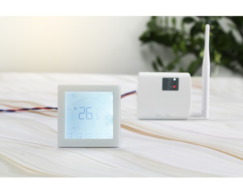 Kiptover KTW Комнатный термостат беспроводной, с аккумулятором, 3А, сухой контакт, для котла, Wi-Fi, Белый