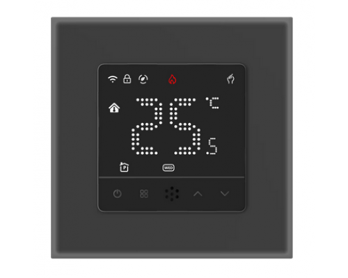 Kiptover F19 терморегулятор для теплого пола электронный сенсорный, рамка 55x55, Wi-Fi, Черный