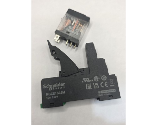 Schneider Electric Реле промежуточное 12VDC, 10А, 1С/О, LED, колодка DIN (RXG12JD/RGZE1S35M)