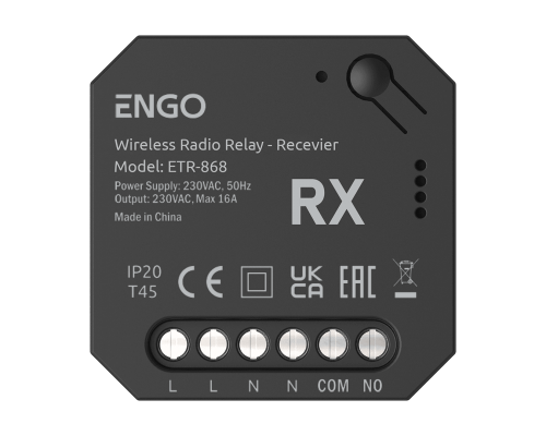 ENGO Беспроводное реле EngoLink с радиоуправлением 868 МГц, 230В ENGO Беспроводное реле EngoLink с радиоуправлением 868 МГц, 230В