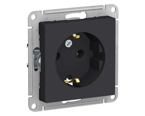 Розетка 1-м СП AtlasDesign 16А IP20 с заземл. механизм карбон SE ATN001043