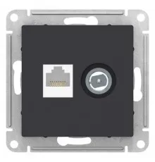 Розетка компьютерная + телевизионная 2-м AtlasDesign RJ45 кат.5E + TV механизм карбон SE ATN001089