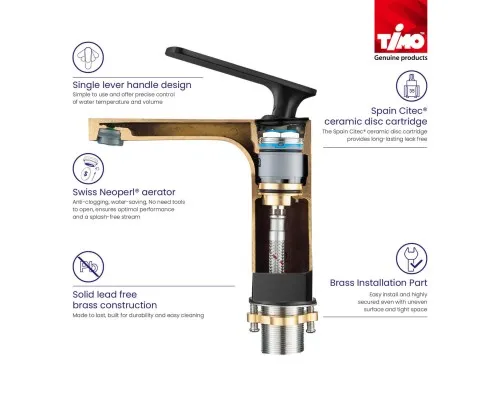Смеситель для раковины с гигиеническим душем Timo Torne 4360/03G черный Смеситель для раковины с гигиеническим душем Timo Torne 4360/03G черный
