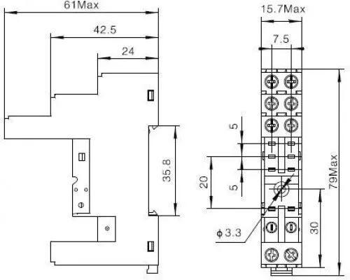 Реле промежуточное на DIN-рейку, 12V DC в сборе Реле промежуточное на DIN-рейку, 12V DC в сборе
